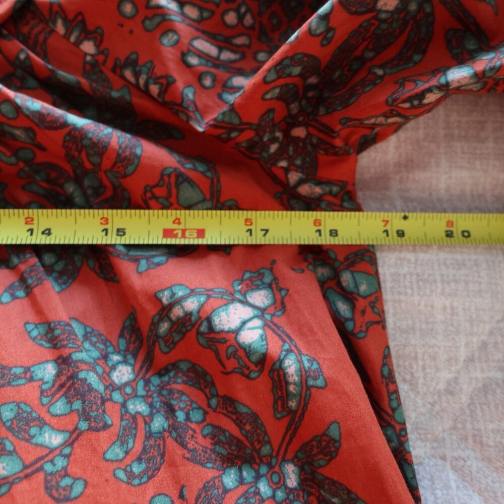 ULLA JOHNSON Ria Gathered Printed Cotton Poplin Mini Dress In Clementine Size 00 - Picture 14 of 15